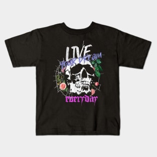 Preppy skeleton live your dream Kids T-Shirt